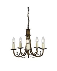 Minster 5 Light Chandelier - Black / Gold Patina