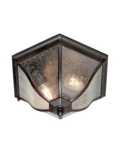 New England 2 Light Flush Lantern Medium - Weathered Bronze