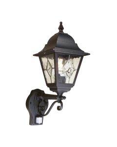 Norfolk 1 Light Up Wall Lantern with PIR - Black