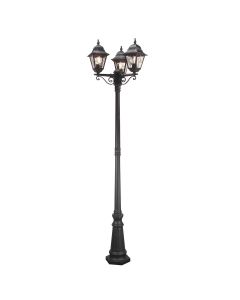 Norfolk 3 Light Lamp Post - Black