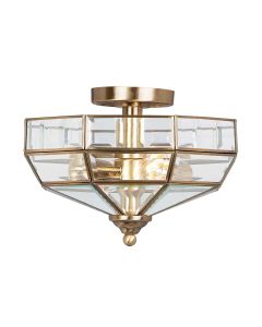 Old Park 2 Light Semi-Flush - Antique Brass