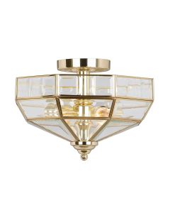 Old Park 2 Light Semi-Flush - Polished Brass