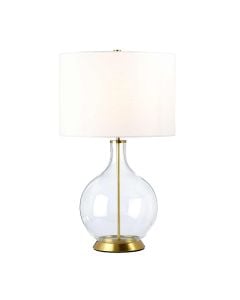 Orb 1 Light Table Lamp (Complete with White Shade) - Aged Brass with White Shade