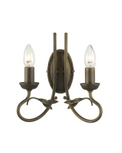 Olivia 2 Light Wall Light - Black / Gold Patina