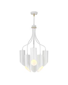 Quinto 6 Light Chandelier - White Aged Brass