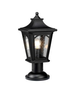 Bedford 1 Light Medium Pedestal Lantern - Mystic Black
