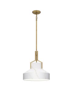 Brecken 2 lt Pendant Light - Aged Brass and faux Alabaster glass Shade