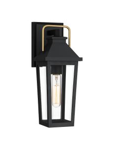 Buckley Coastal 1 lt Small Outdoor Wall Lantern - Matt Black & Brass Accent
