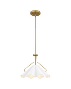 Mejia 1 lt Pendant - Aged Brass, Textured White Steel Shade