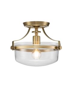 Penn Station 1 Light Semi-Flush - Brushed Brass