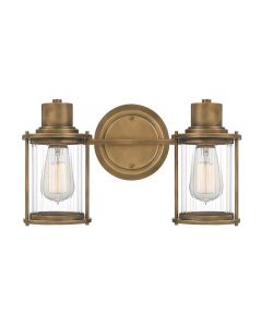 Riggs 2 Light Wall Light - Weathered Brass