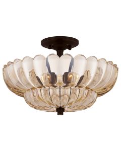 Whitecap 4 lt Semi Flush Medium - Tinted Amber Glass with Mottled Cocoa Brown