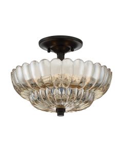 Whitecap 3 lt Semi Flush Medium - Tinted Amber Glass with Mottled Cocoa Brown