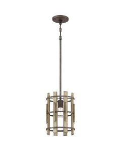Wood Hollow Mini Pendant - Rustic Black