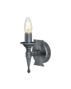 Saxon 1 Light Wall Light - Black / Silver Patina