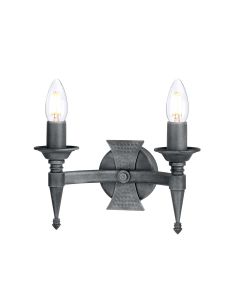 Saxon 2 Light Wall Light - Black / Silver Patina