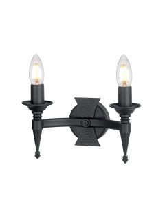 Saxon 2 Light Wall Light - Black