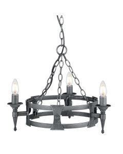 Saxon 3 Light Chandelier - Black / Silver Patina