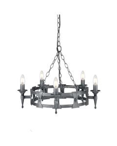 Saxon 5 Light Chandelier - Black / Silver Patina