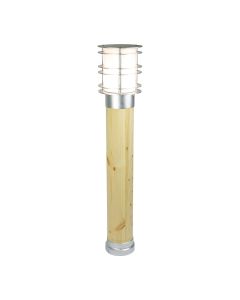 Stockholm 1 Light Large Bollard Natural Wood & Galvanised