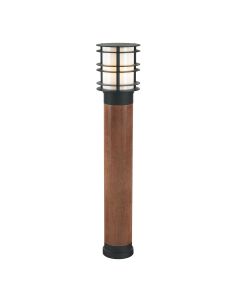 Stockholm 1 Light Large Bollard - Stained Wood & Black