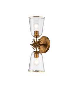Staring 2 lt Wall Light - Distressed Gold