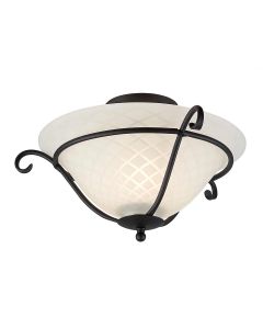 Torchiere 1 Light Flush - Black/ Opal Etched Glass