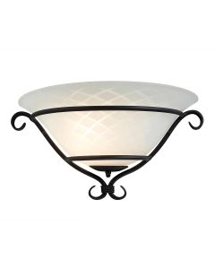 Torchiere 1 Light Wall Uplighter - Black with Etched Opal Glass