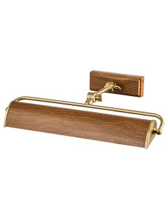 Winchfield 2lt Medium Picture Light - Aged Brass & Oak Effect
