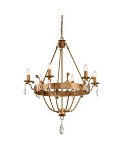 Windsor 6 Light Chandelier - Gold Patina
