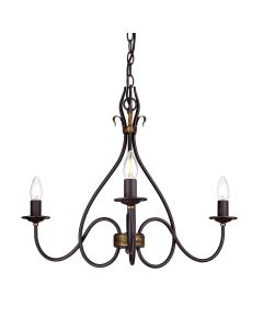 Windermere 3 Light Chandelier - Rust / Gold