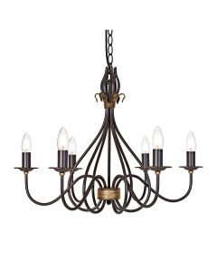 Windermere 6 Light Chandelier - Rust / Gold