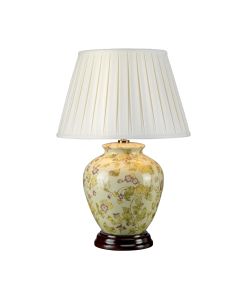 Yellow Flowers 1 Light Table Lamp - Yellow and Purple with Ivory Shade