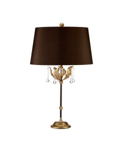 Amarilli 1 Light Table Lamp with Brown Shade - Bronze with Gold Patina