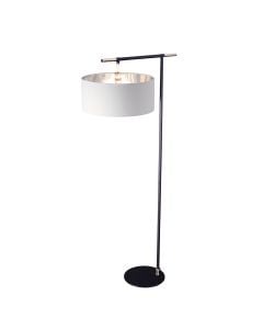 Balance 1 Light Floor Lamp - Black/ Polished Nickel with White Shade