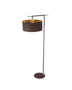 Balance 1 Light Floor Lamp - Brown/Polished Brass with Brown Shade