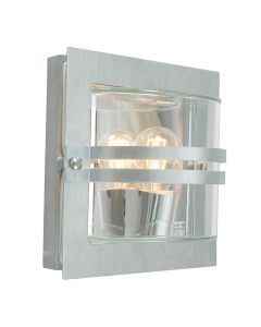 Bern 1 Light Wall Lantern - Galvanised With Clear Glass