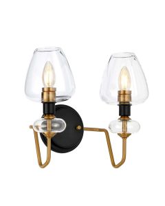 Armand 2 Light Wall Light - Aged Brass Plated & Charcoal Black Paint