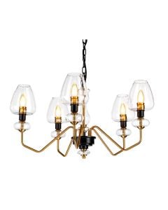 Armand 5 Light Chandelier - Aged Brass Plated & Charcoal Black Paint