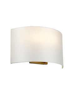 Cooper Large Curved Wall Light with Aged Brass Back Plate with Ivory Shade