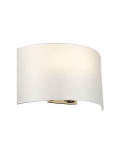 Cooper Large Curved Wall Light with Polished Chrome Back Plate with Ivory Shade