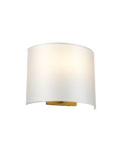 Cooper Medium Curved Wall Light with Aged Brass Back Plate with Ivory Shade