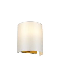 Cooper Small Curved Wall Light with Aged Brass Back Plate with Ivory Shade