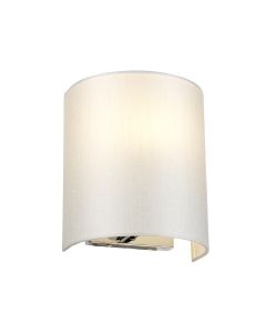 Cooper Small Curved Wall Light with Polished Chrome Back Plate with Ivory Shade