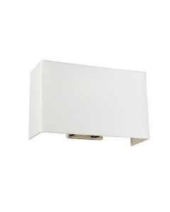 Riley Large Rectangular Wall Light with Polished Chrome Back Plate with Ivory Shade
