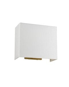 Riley Medium Rectangular Wall Light with Aged Brass Back Plate with Ivory Shade