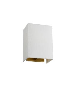 Riley Small Rectangular Wall Light with Aged Brass Back Plate with Ivory Shade