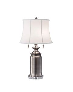 Stateroom 2 Light Table Lamp - Antique Nickel with True White Shade