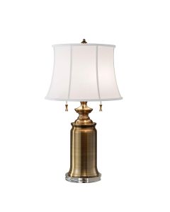 Stateroom 2 Light Table Lamp - Bali Brass with White Shade
