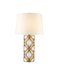 Arabella 1 Light Table Lamp - Distressed Gold, Ivory Shade with White Shade